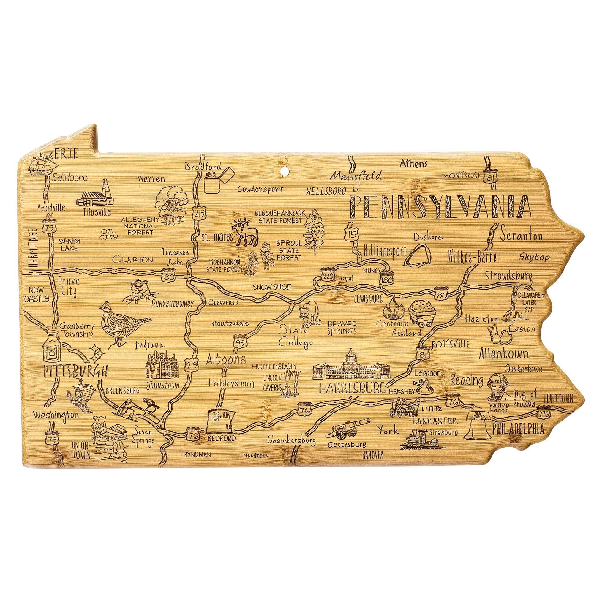 Totally Bamboo Cutting Boards Destination Pennsylvania State Shaped Bamboo Serving and Cutting Board
