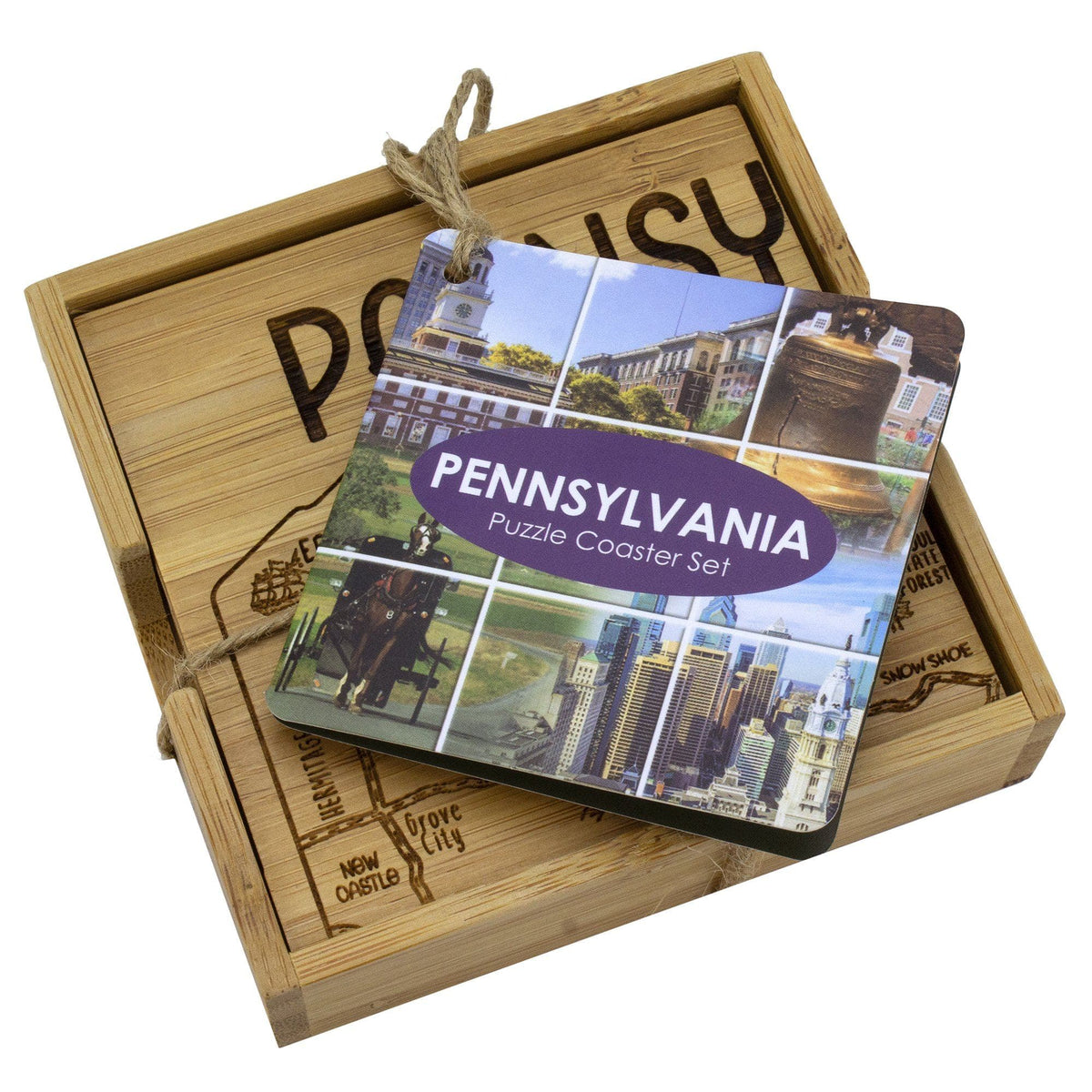 Totally Bamboo Cutting Boards Pennsylvania State 4-Pc. Coaster Set with Case