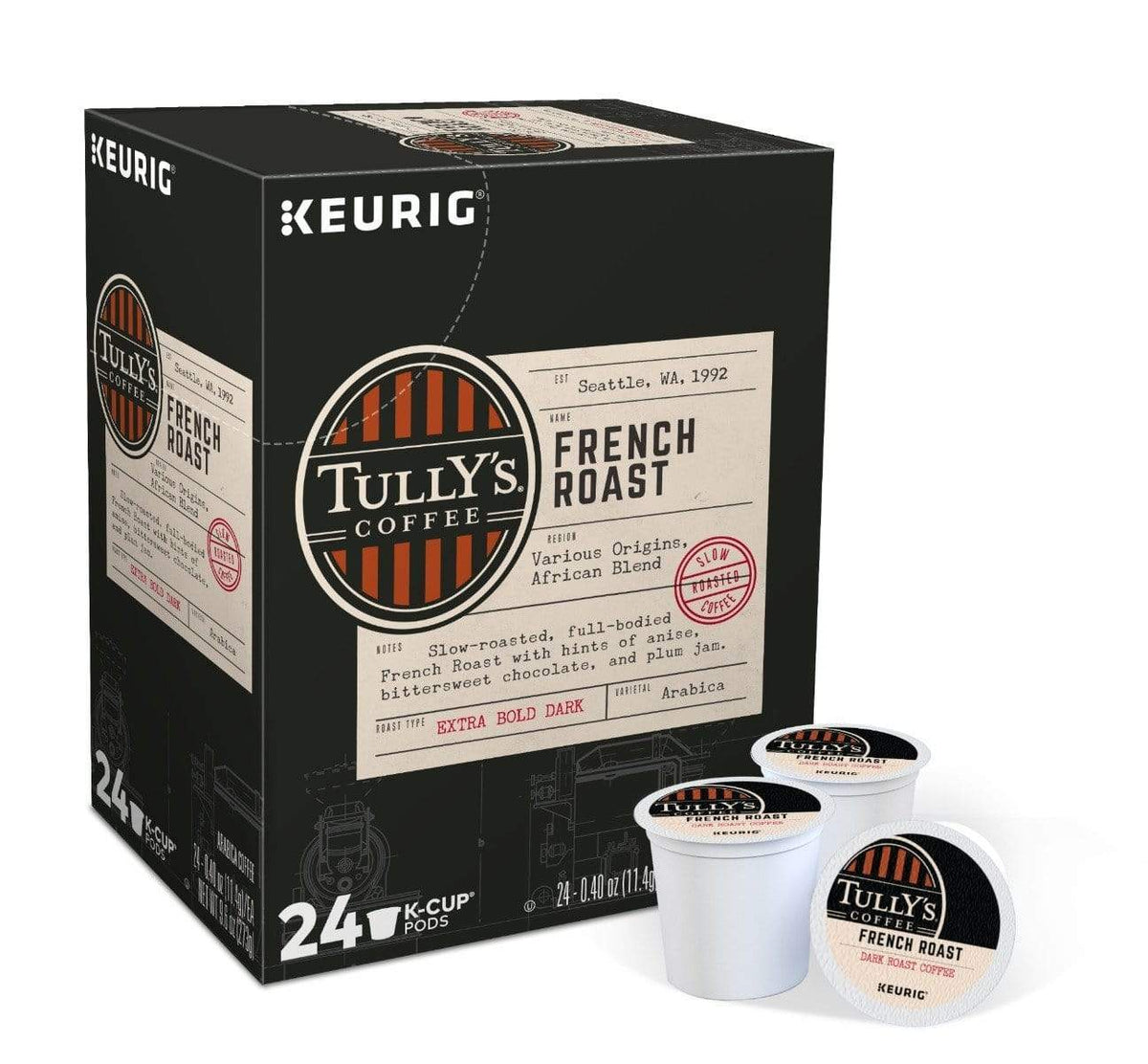 Tully&#39;s Coffee Co Tully&#39;s Coffee French Roast K-Cup Coffee - 24 Count Box