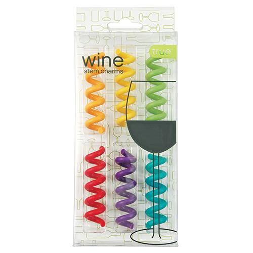 true Wine Tools True Fabrications Stem Spring Wine Charms - Silicone (Set Of 6)